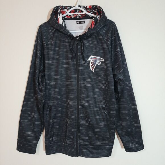 Licensed NFL Zubaz Mens Spacedye Full Zip Hoodie Atlanta Falcons Grey Red Sz XL - Picture 1 of 6